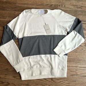 Alternative Apparel Men's Crew Neck Colorblock Gray White Sweatshirt Small NWT